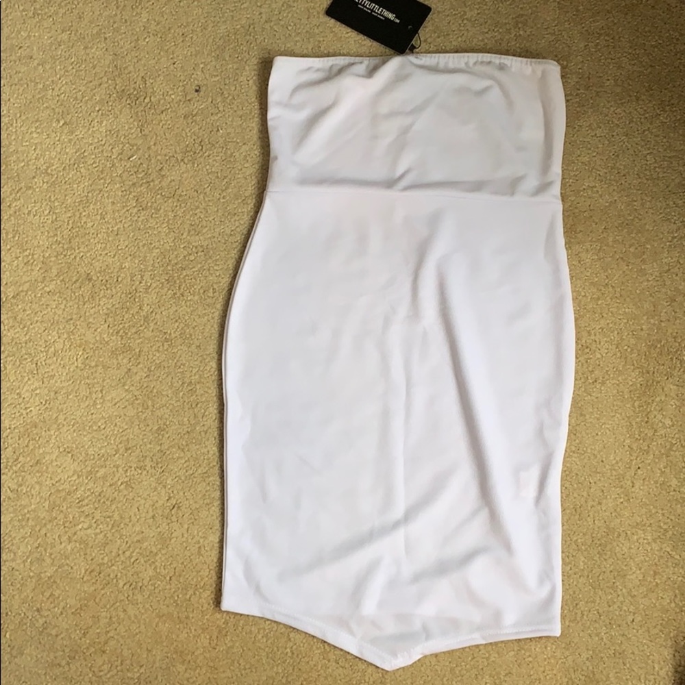 White strapless mini dress